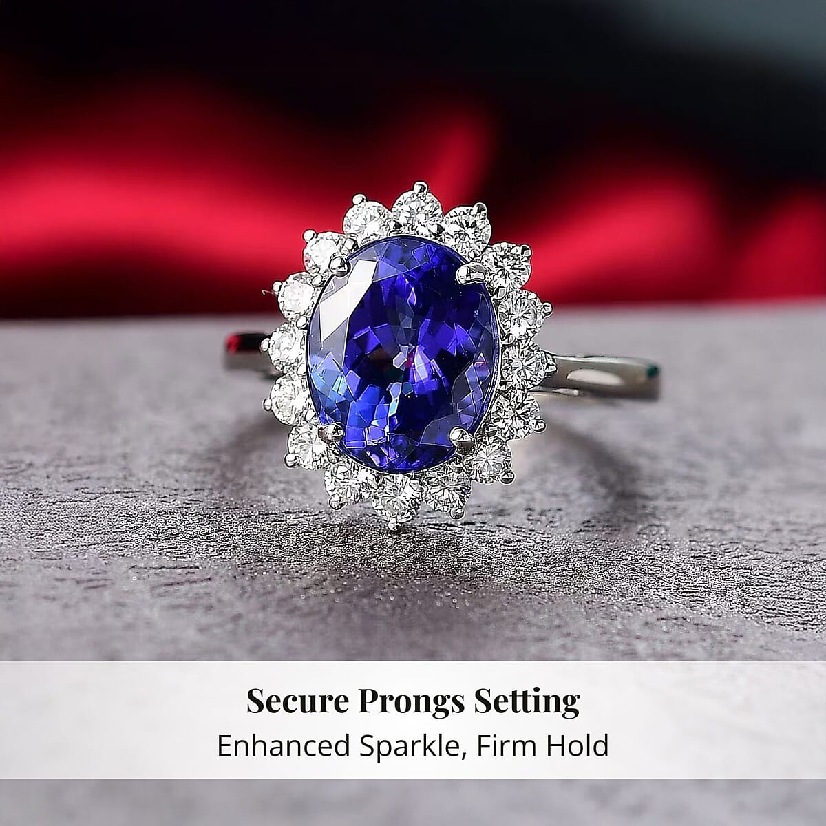 AAAA Tanzanite, Diamond Floral Ring in 950 Palladium 4.50 ctw (Size 9.5) image number 3