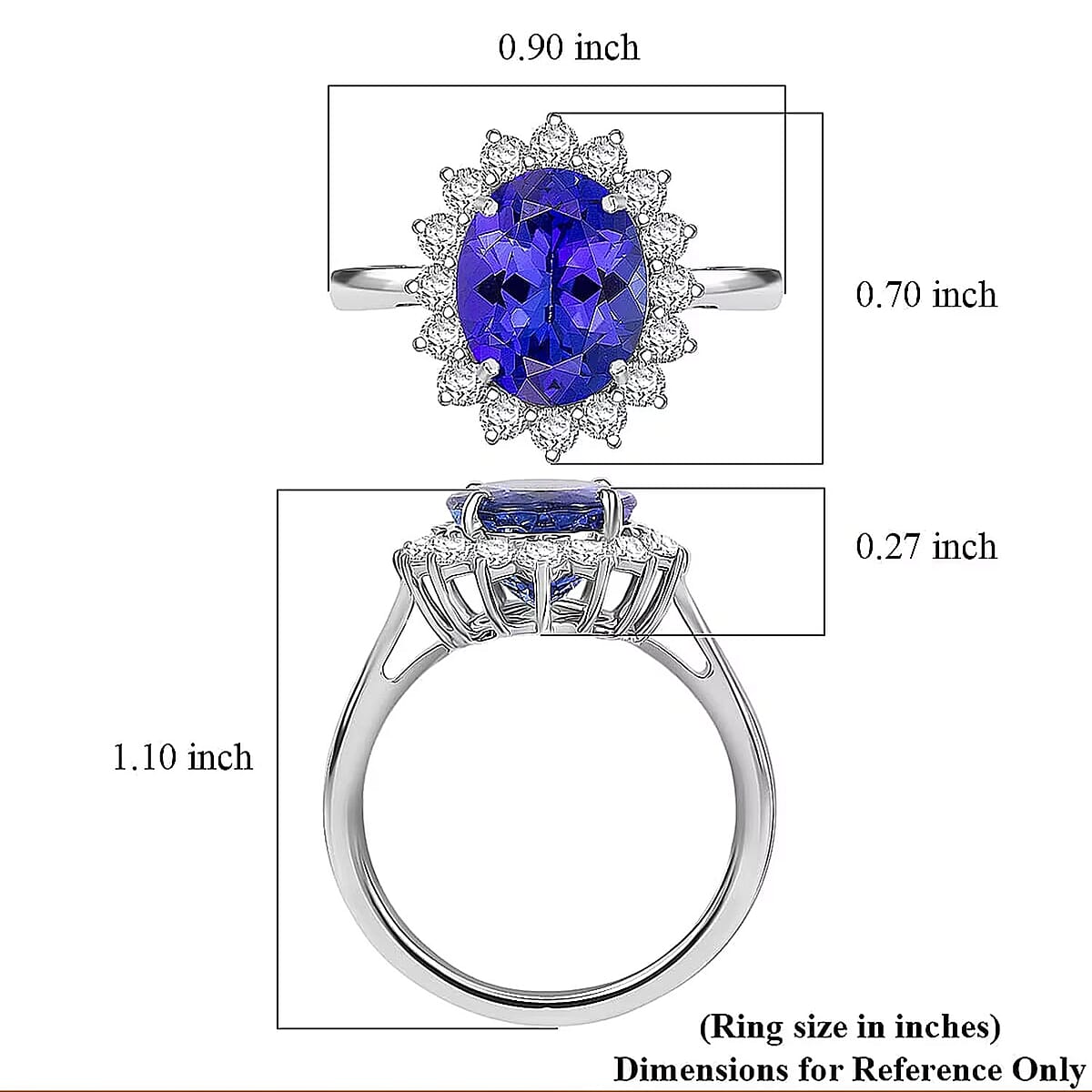 AAAA Tanzanite, Diamond Floral Ring in 950 Palladium 4.50 ctw (Size 9.5) image number 5