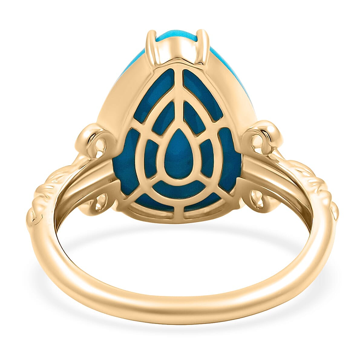 Certified & Appraised AAA Sleeping Beauty Turquoise 6.35 ctw Solitaire Ring in 10K Yellow Gold (Size 11.0) image number 4