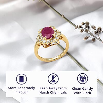 Luxoro AAA Mozambique Ruby, Diamond Ring in 10K Yellow Gold 3.35 ctw (Size 5.0)