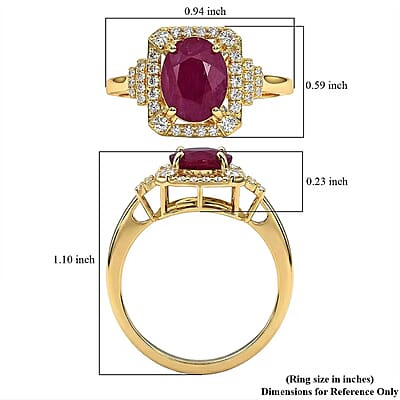 Luxoro AAA Mozambique Ruby, Diamond Ring in 10K Yellow Gold 3.35 ctw (Size 5.0)