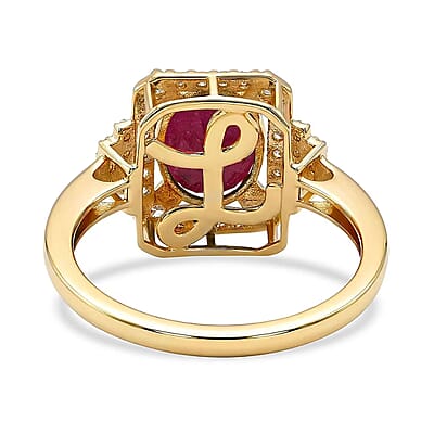 Luxoro AAA Mozambique Ruby, Diamond Ring in 10K Yellow Gold 3.35 ctw (Size 5.0)