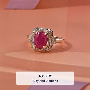 Luxoro AAA Mozambique Ruby, Diamond Ring in 10K Yellow Gold 3.35 ctw (Size 8.5)