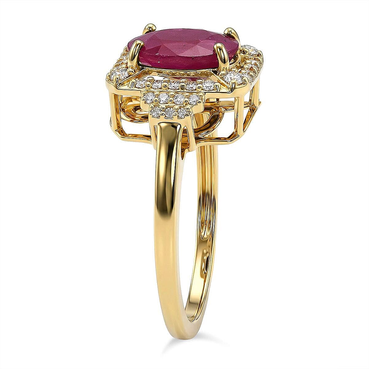 Luxoro AAA Mozambique Ruby, Diamond Ring in 10K Yellow Gold 3.35 ctw (Size 8.5) image number 3