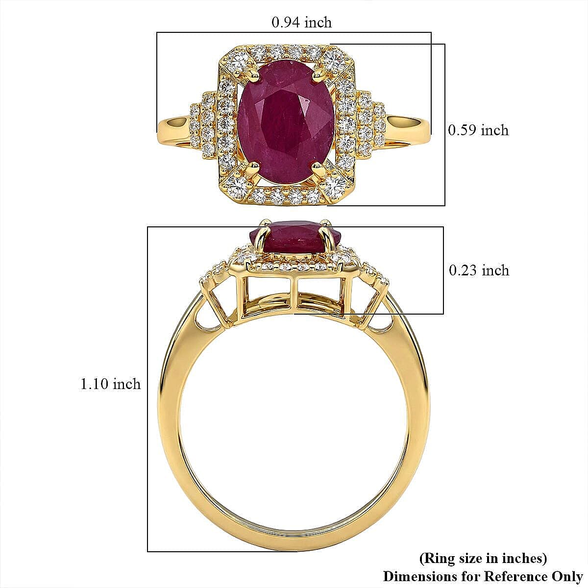 Luxoro AAA Mozambique Ruby, Diamond Ring in 10K Yellow Gold 3.35 ctw (Size 10.5) image number 5