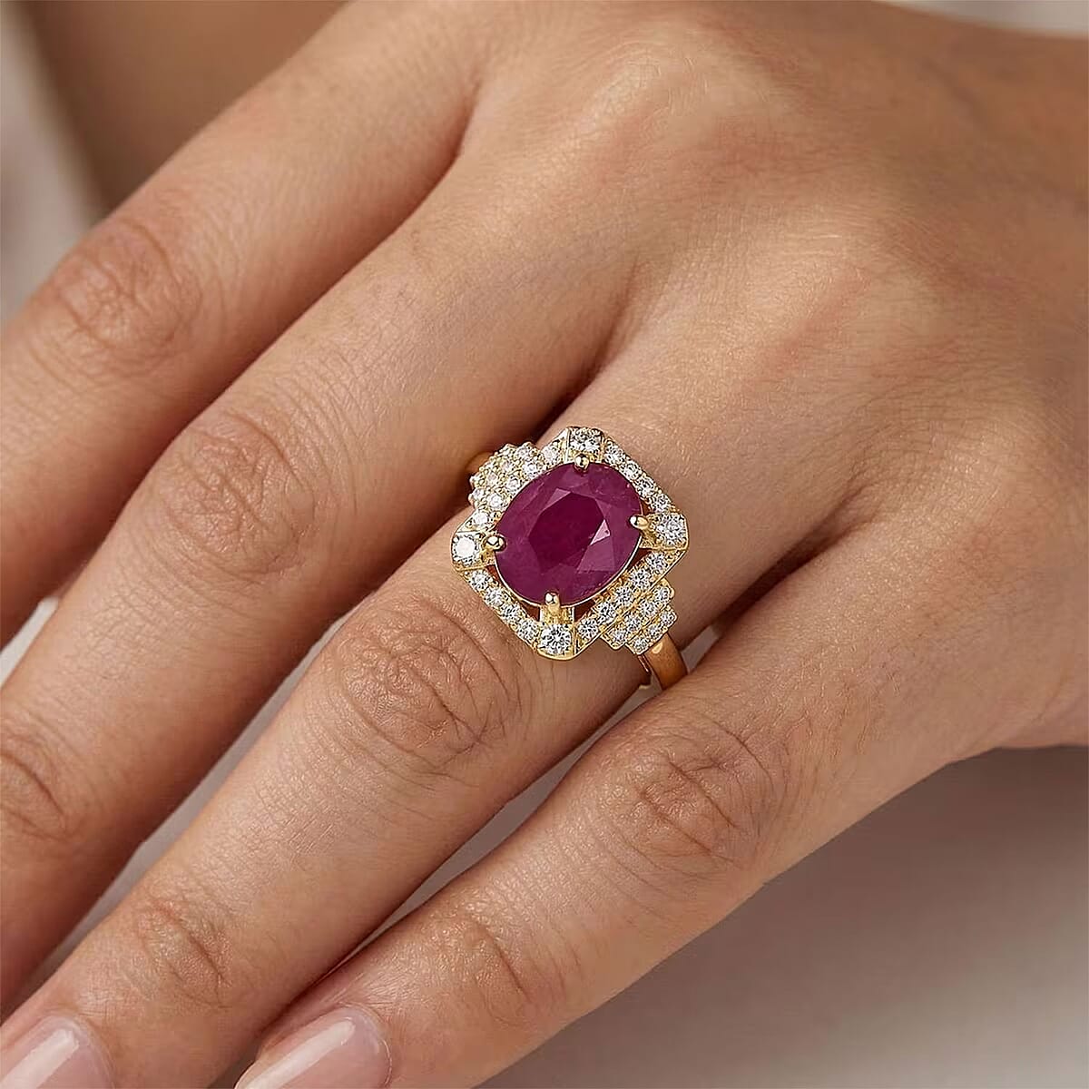 Luxoro AAA Mozambique Ruby, Diamond Ring in 10K Yellow Gold 3.35 ctw (Size 11.0) image number 1