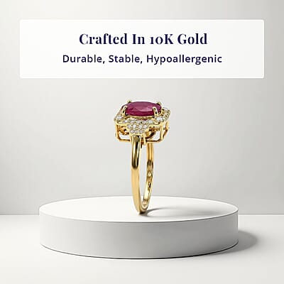 Luxoro AAA Mozambique Ruby, Diamond Ring in 10K Yellow Gold 3.35 ctw (Size 11.0)