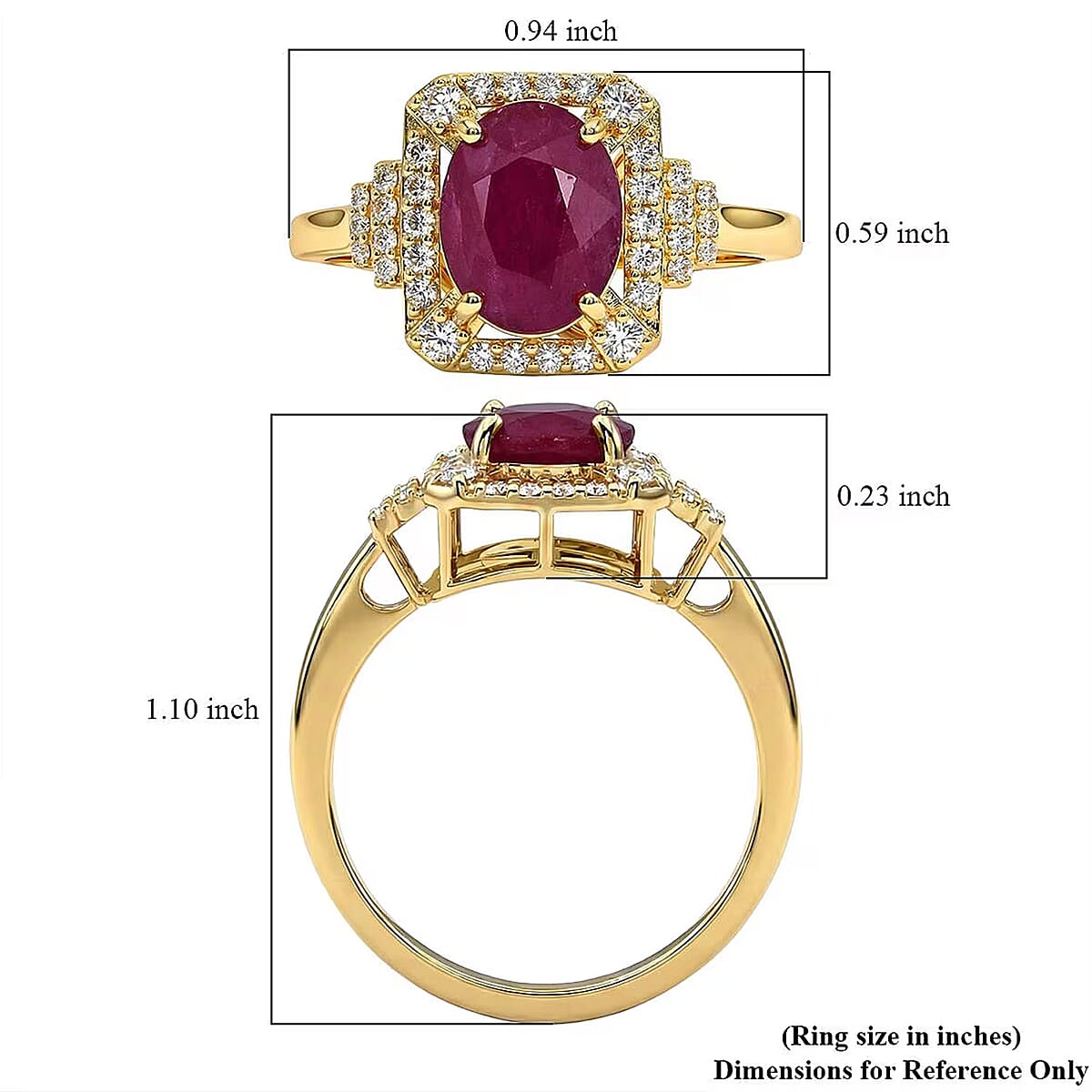 Luxoro AAA Mozambique Ruby, Diamond Ring in 10K Yellow Gold 3.35 ctw (Size 11.0) image number 5