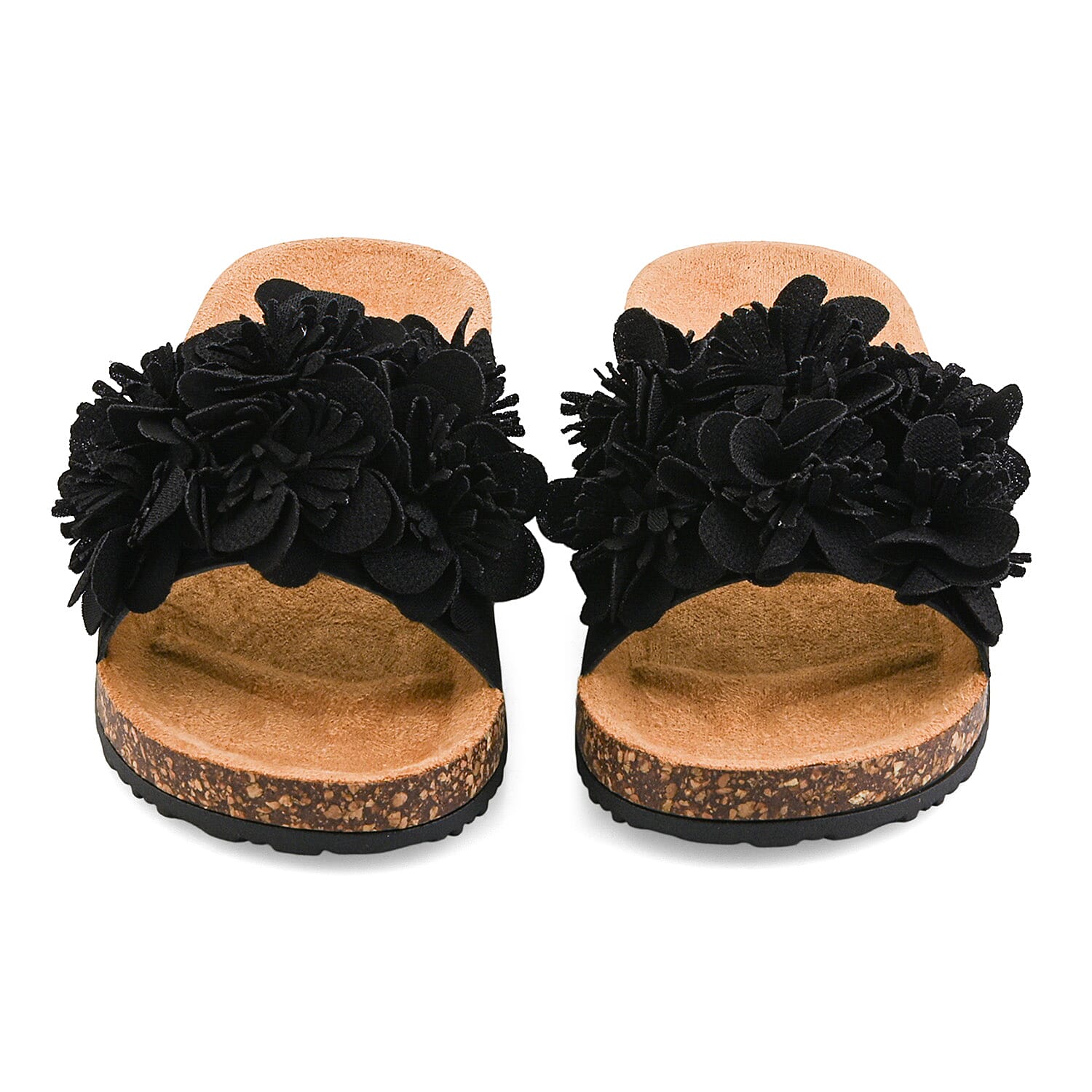 ELIZABETH & NICOLE Black Floral Sandals (Size 6)