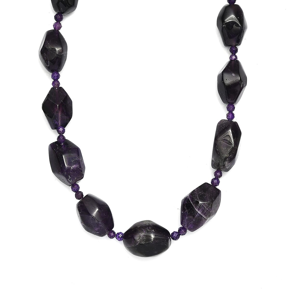 EverTrue African Amethyst 455.00 ctw Tumble Earthline Necklace in Platinum Over 18 Inches  image number 3