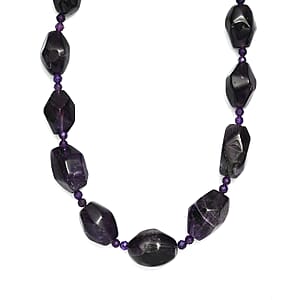 EverTrue African Amethyst 455.00 ctw Tumble Earthline Necklace in Platinum Over 18 Inches 