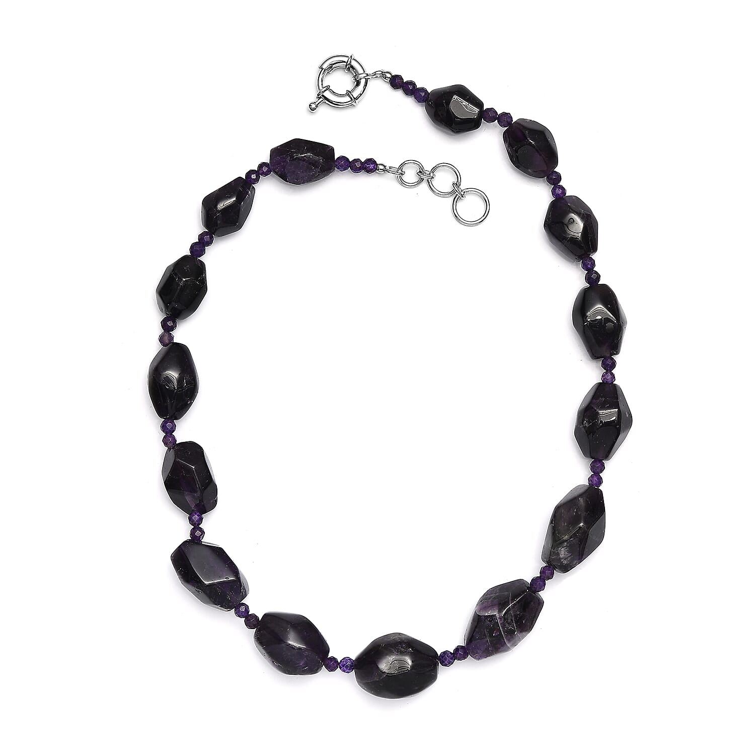 EverTrue African Amethyst 455.00 ctw Tumble Earthline Necklace in Platinum Over 18 Inches 