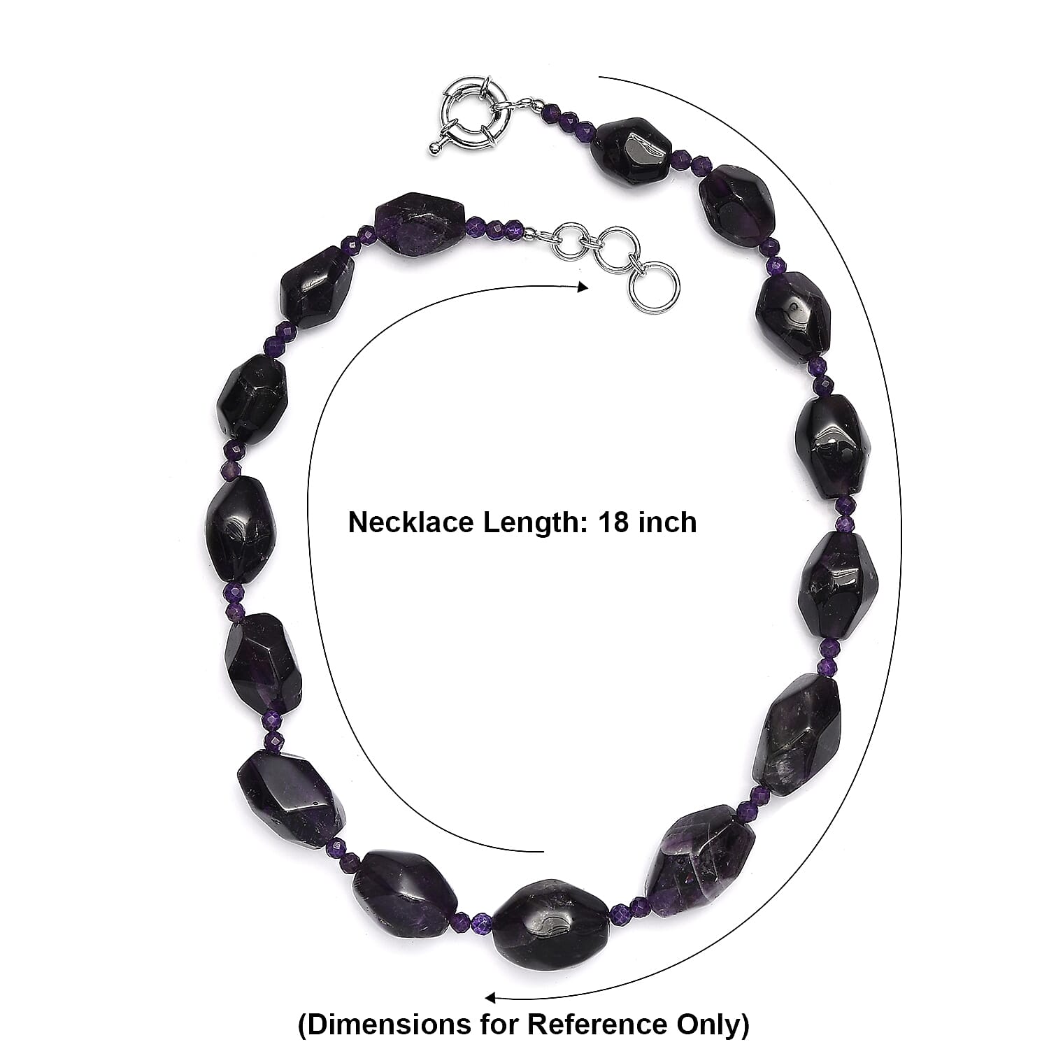 EverTrue African Amethyst 455.00 ctw Tumble Earthline Necklace in Platinum Over 18 Inches 