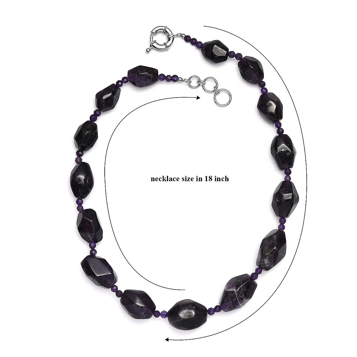 EverTrue African Amethyst 455.00 ctw Tumble Earthline Necklace in Platinum Over 18 Inches  image number 6