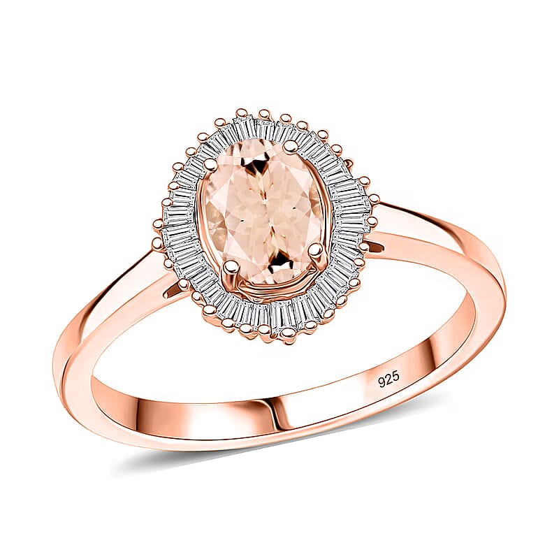 D'Joy Marropino Morganite and Diamond 1.01 ctw Ring in 18K Vermeil Rose Gold Sterling Silver (Size 10) 1