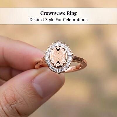 D'Joy Marropino Morganite and Diamond 1.01 ctw Ring in 18K Vermeil Rose Gold Sterling Silver (Size 10) 1
