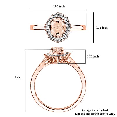 D'Joy Marropino Morganite and Diamond 1.01 ctw Ring in 18K Vermeil Rose Gold Sterling Silver (Size 10) 1