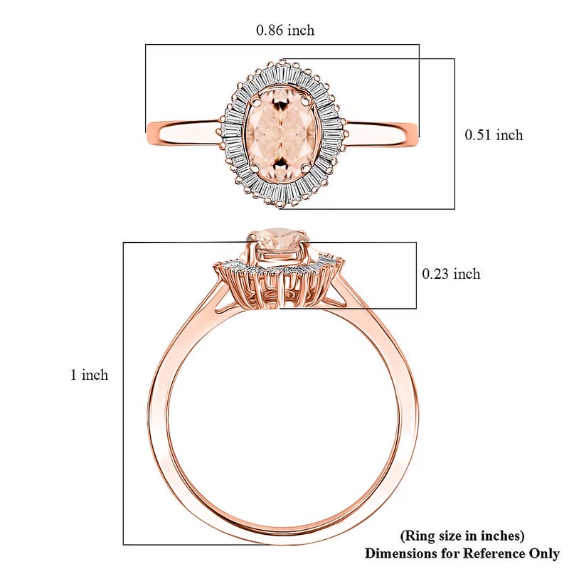 D'Joy Marropino Morganite and Diamond 1.01 ctw Ring in 18K Vermeil Rose Gold Sterling Silver (Size 10) 1