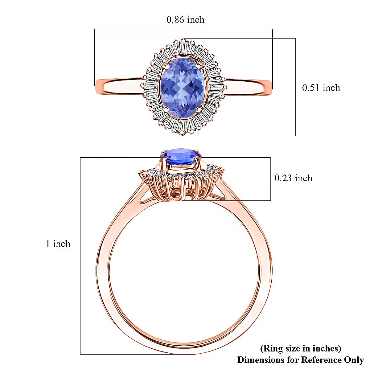 D'Joy Tanzanite and Diamond Ring in 18K Vermeil Rose Gold Over Sterling Silver (Size 10.0) 1.00 ctw image number 5