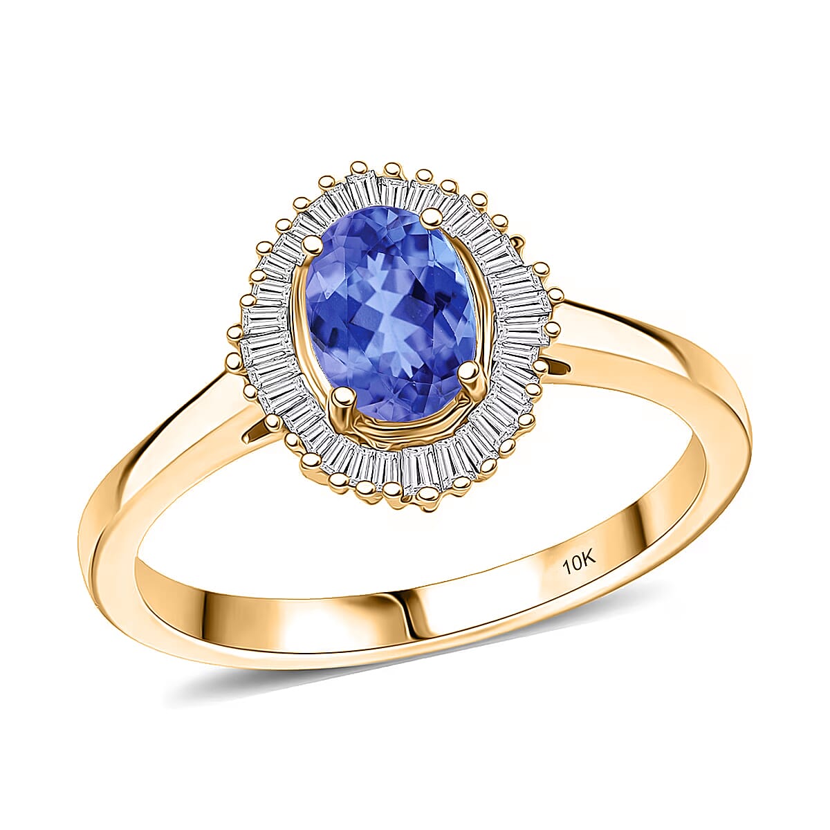 Luxoro Premium Tanzanite and I2 Diamond 1.00 ctw Ring in 10K Yellow Gold (Size 10) 1 4 Grams