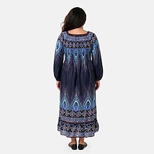 La Marey Blue Printed Long Dress - One Size Fits Most