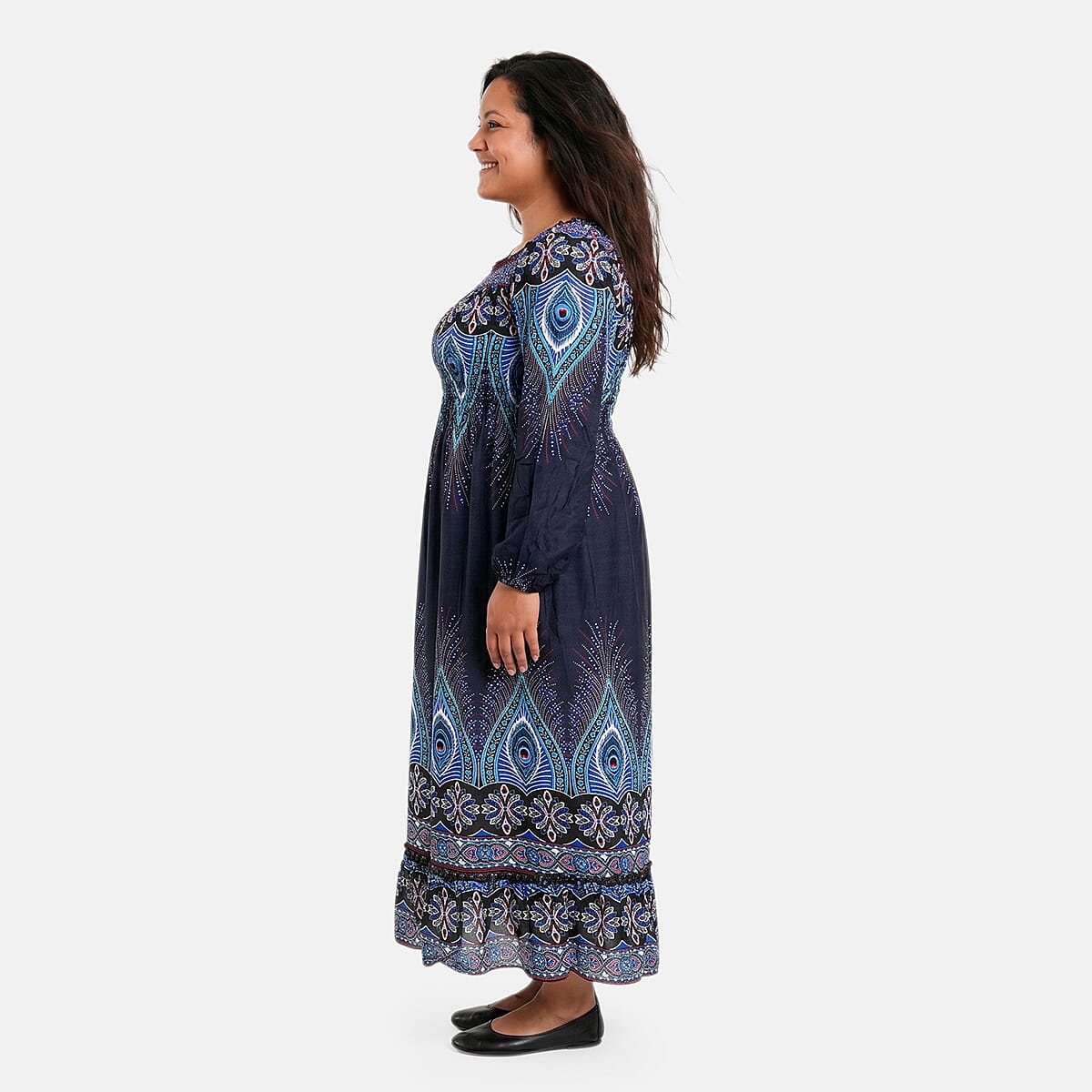 La Marey Blue Printed Long Dress - One Size Fits Most image number 2
