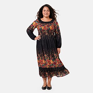 La Marey Black Printed Long Dress - One Size Fits Most
