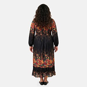 La Marey Black Printed Long Dress - One Size Fits Most