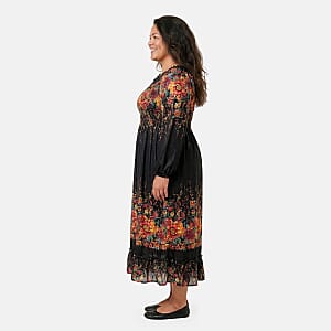 La Marey Black Printed Long Dress - One Size Fits Most