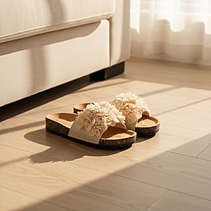 ELIZABETH & NICOLE Cream Floral Sandals (Size 7)