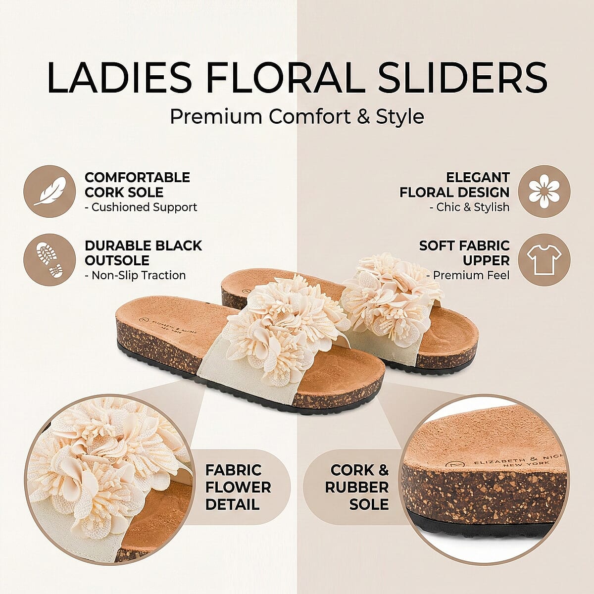 ELIZABETH & NICOLE Cream Floral Sandals (Size 11) image number 4