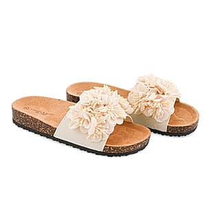 ELIZABETH & NICOLE Cream Floral Sandals (Size 9)