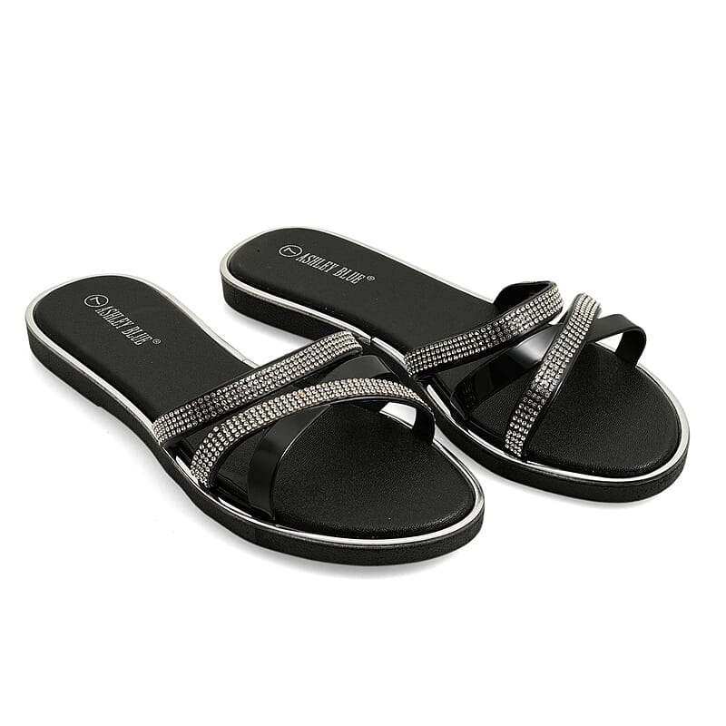 ASHLEY BLUE Black Strap Sandals (Size 6)