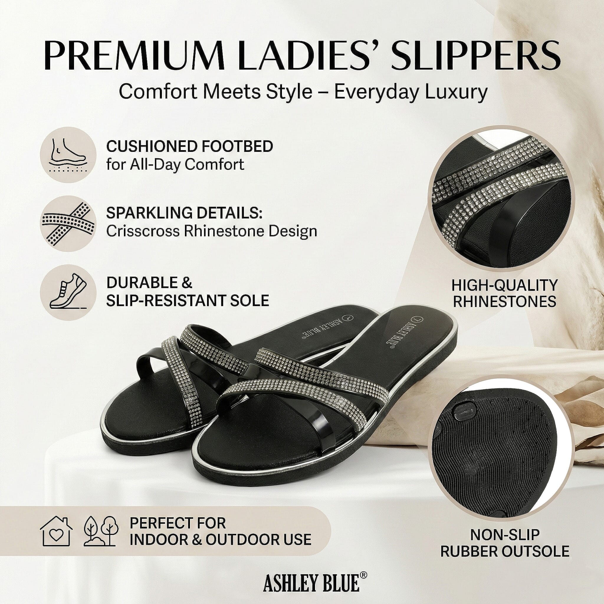 ASHLEY BLUE Black Strap Sandals (Size 6)