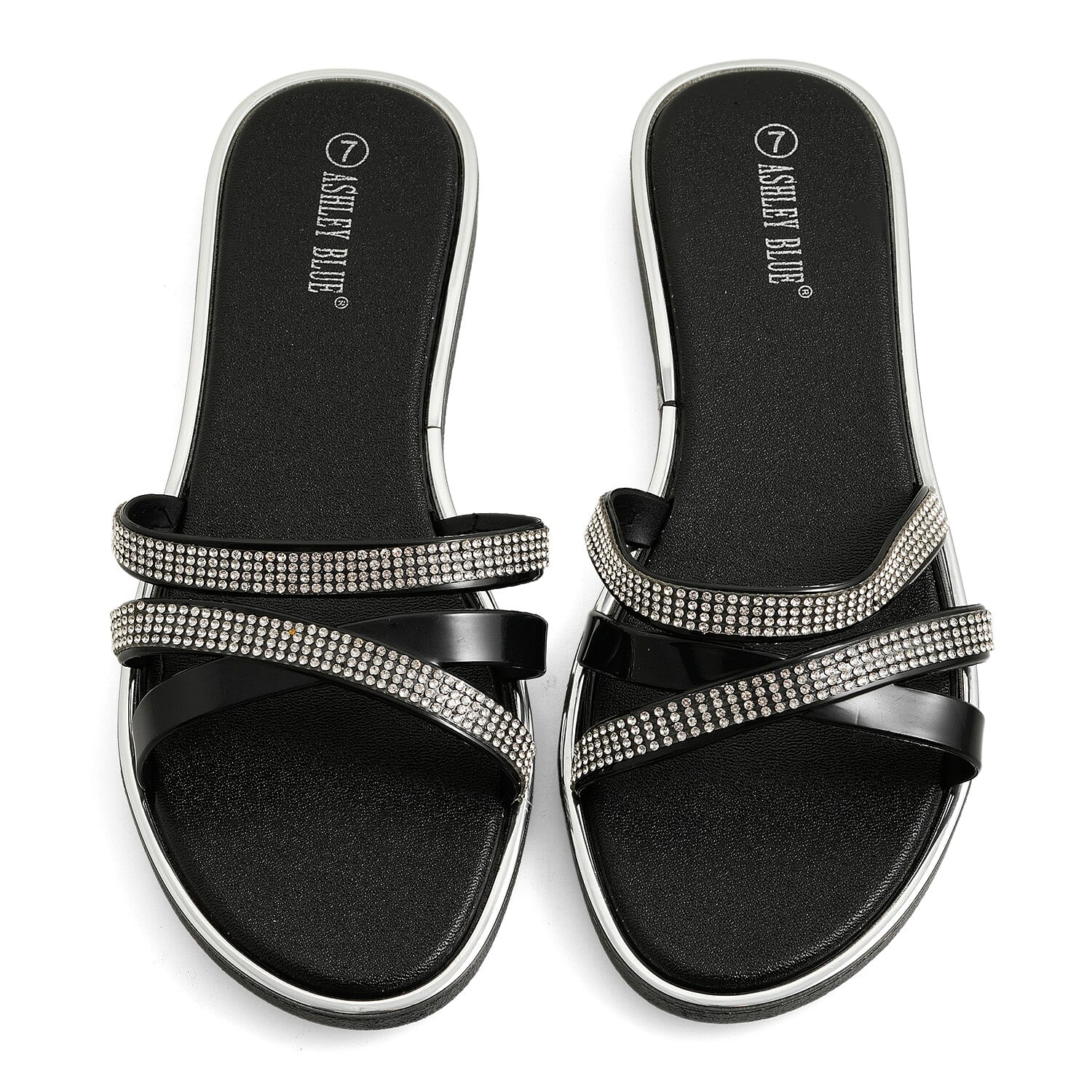 ASHLEY BLUE Black Strap Sandals (Size 6)