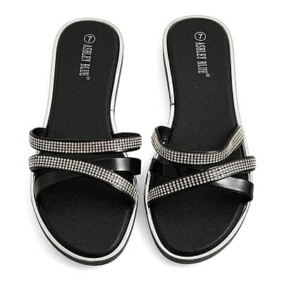 ASHLEY BLUE Black Strap Sandals (Size 6)