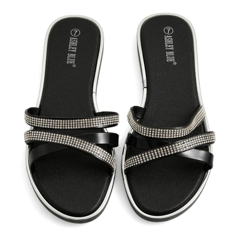 ASHLEY BLUE Black Strap Sandals (Size 6)
