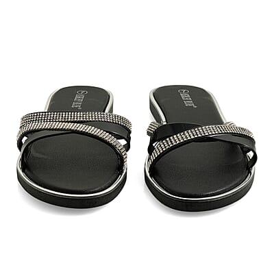 ASHLEY BLUE Black Strap Sandals (Size 6)