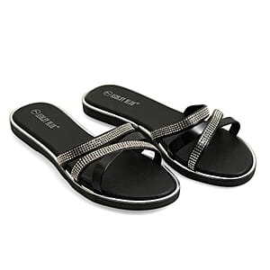 ASHLEY BLUE Black Strap Sandals (Size 9)