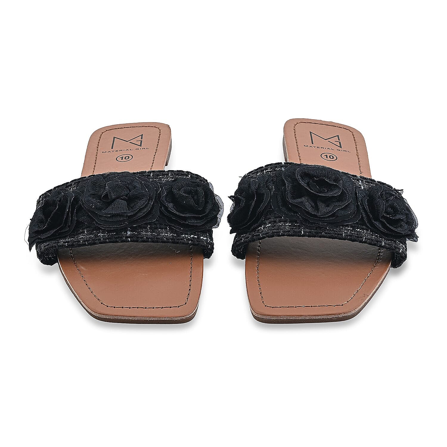 Material Girl Black Floral Sandals -6