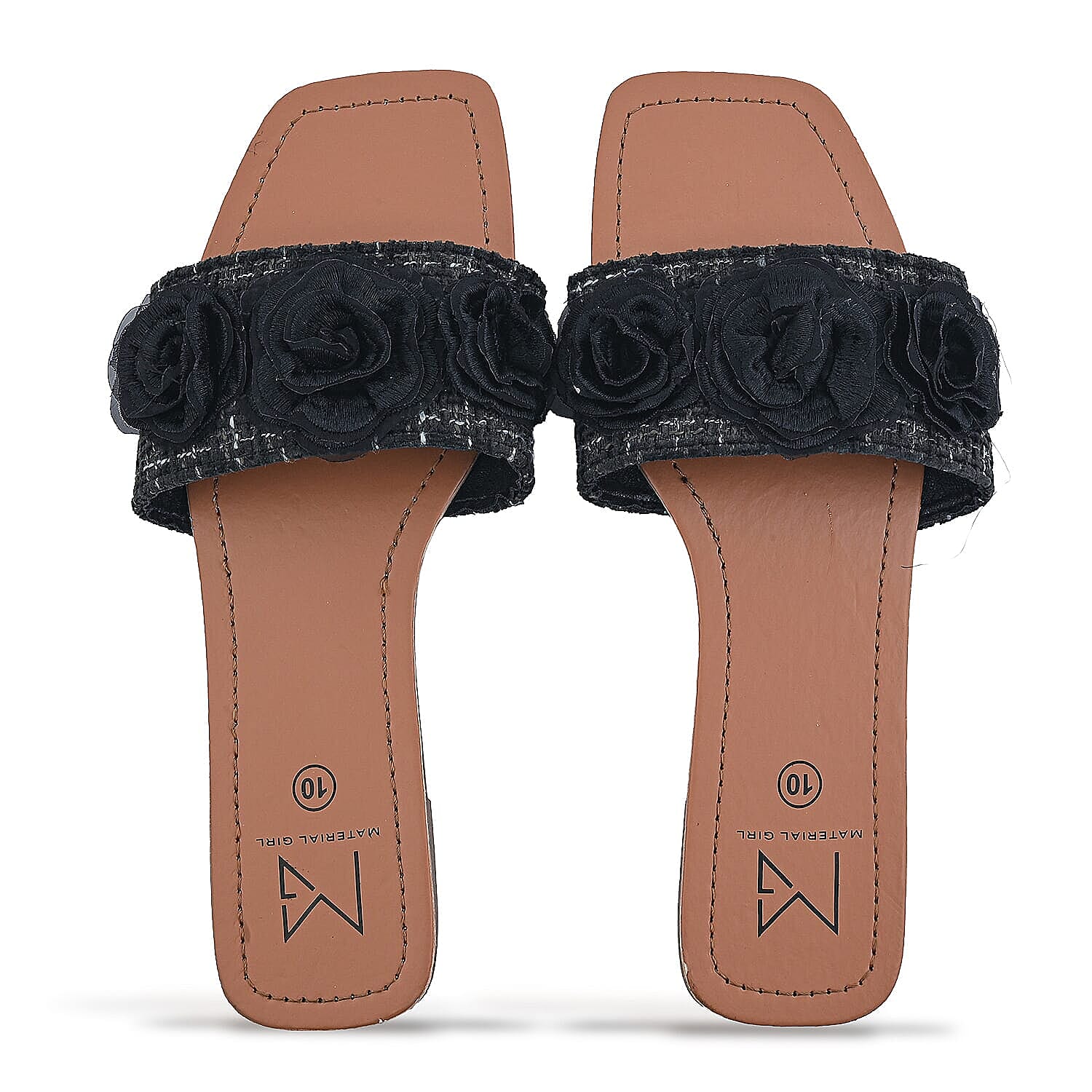 Material Girl Black Floral Sandals -6