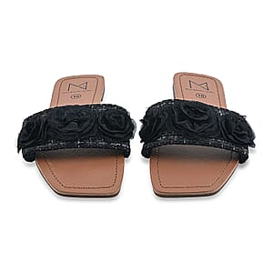 Black Floral Sandals  -7