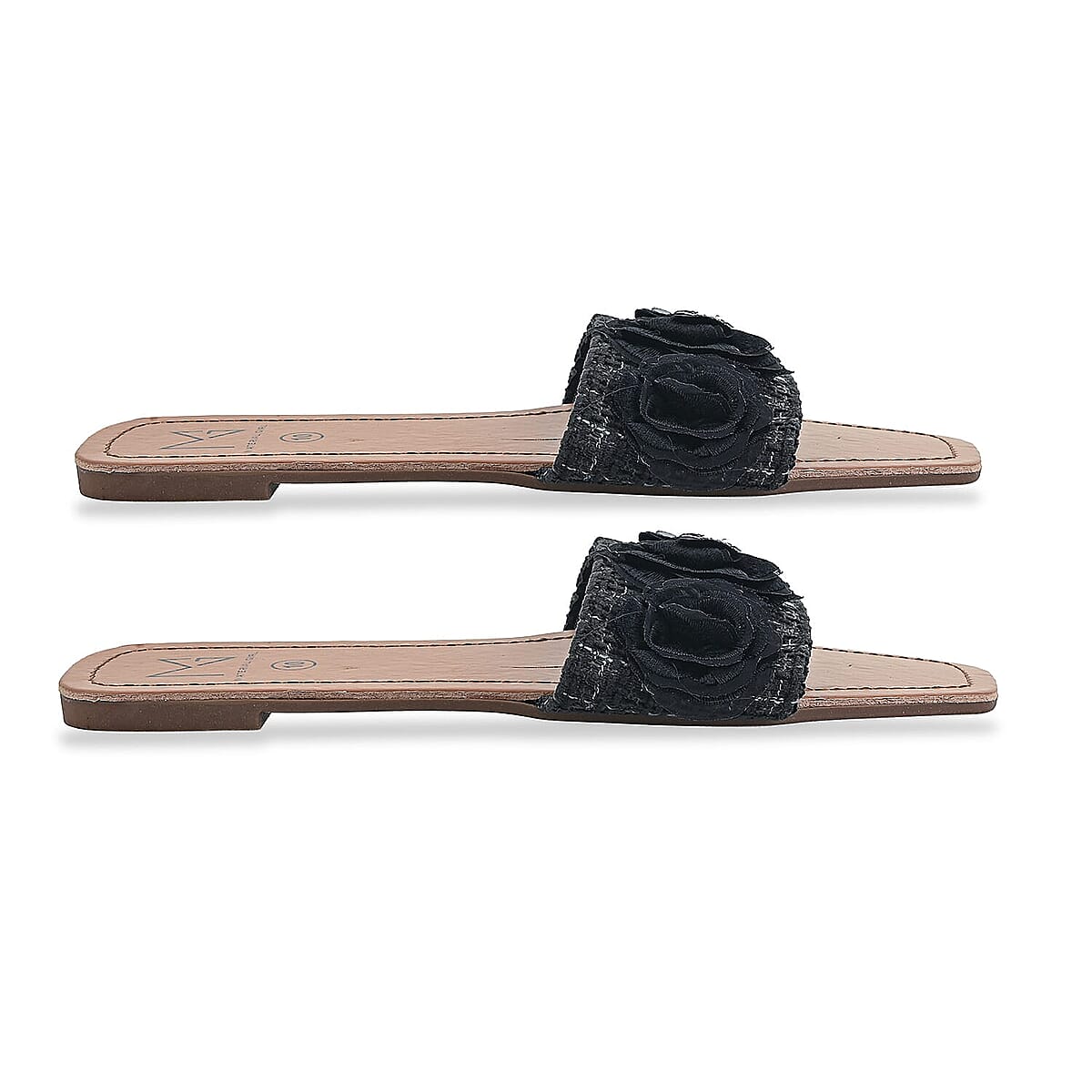 Black Floral Sandals  -7 image number 4