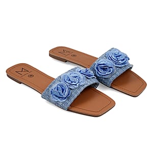 Denim Floral Sandals  -9