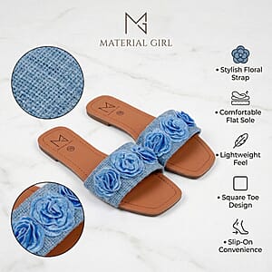 Denim Floral Sandals  -9