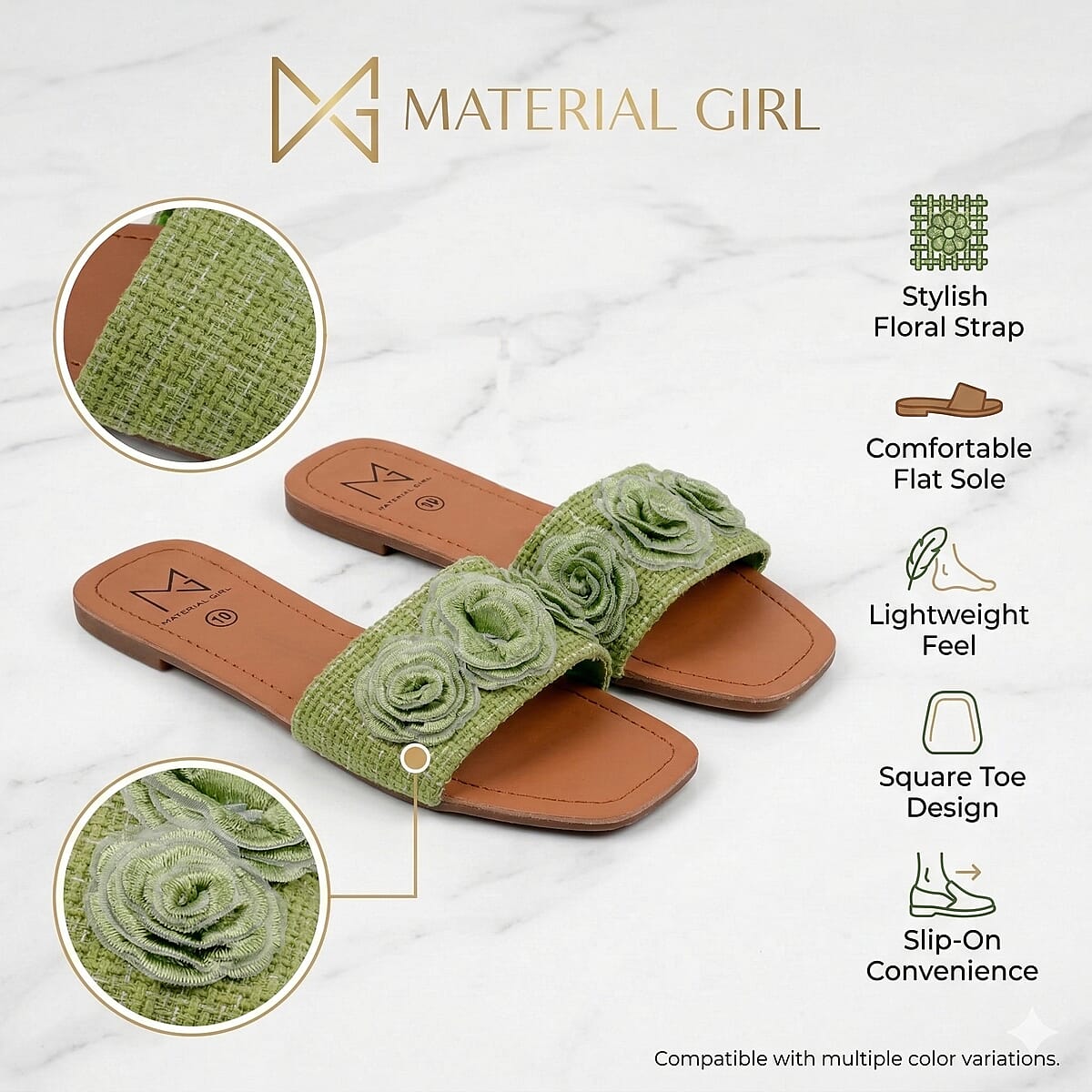 Sage Floral Sandals  -8 image number 3