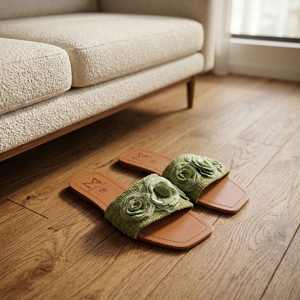 Sage Floral Sandals  -9 image number 1