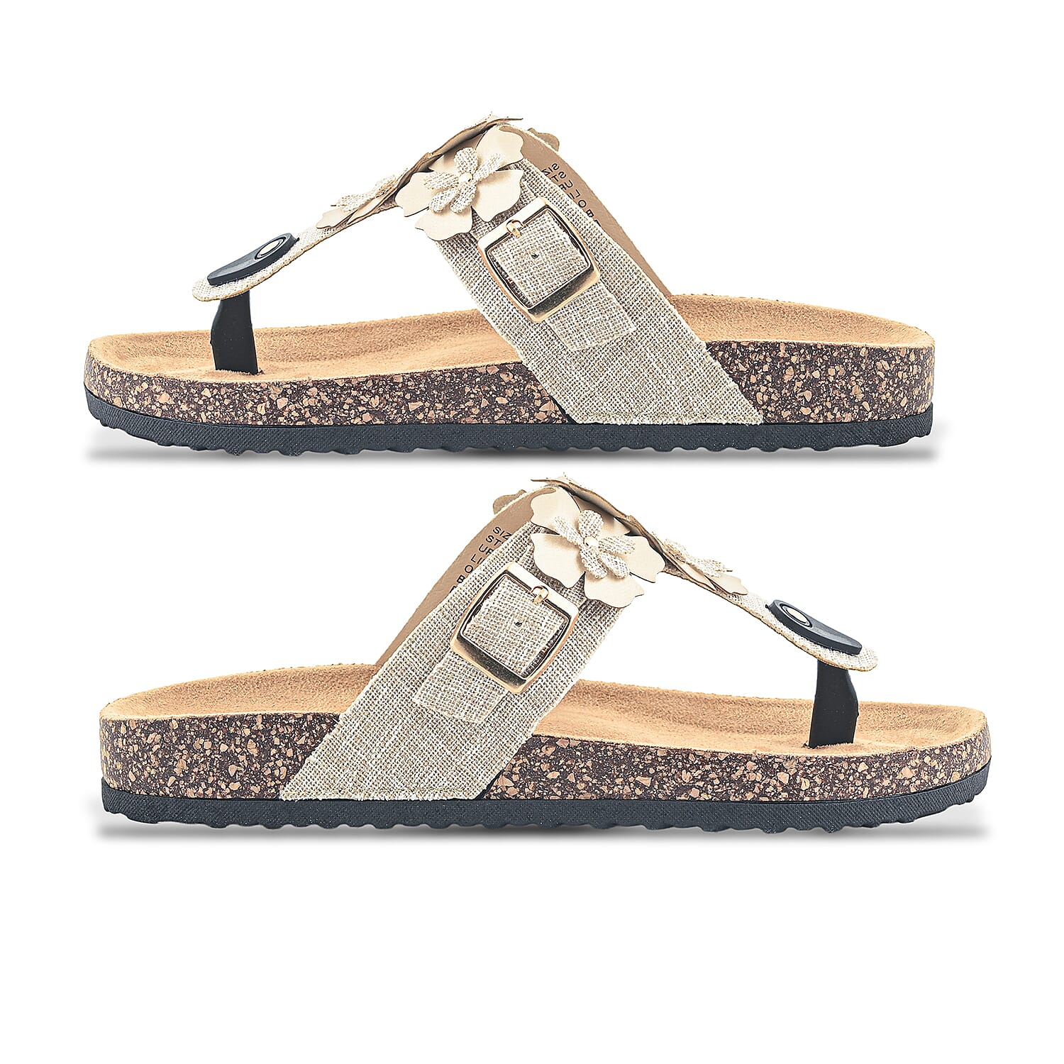 Love 83 Beige Floral Sandals -6