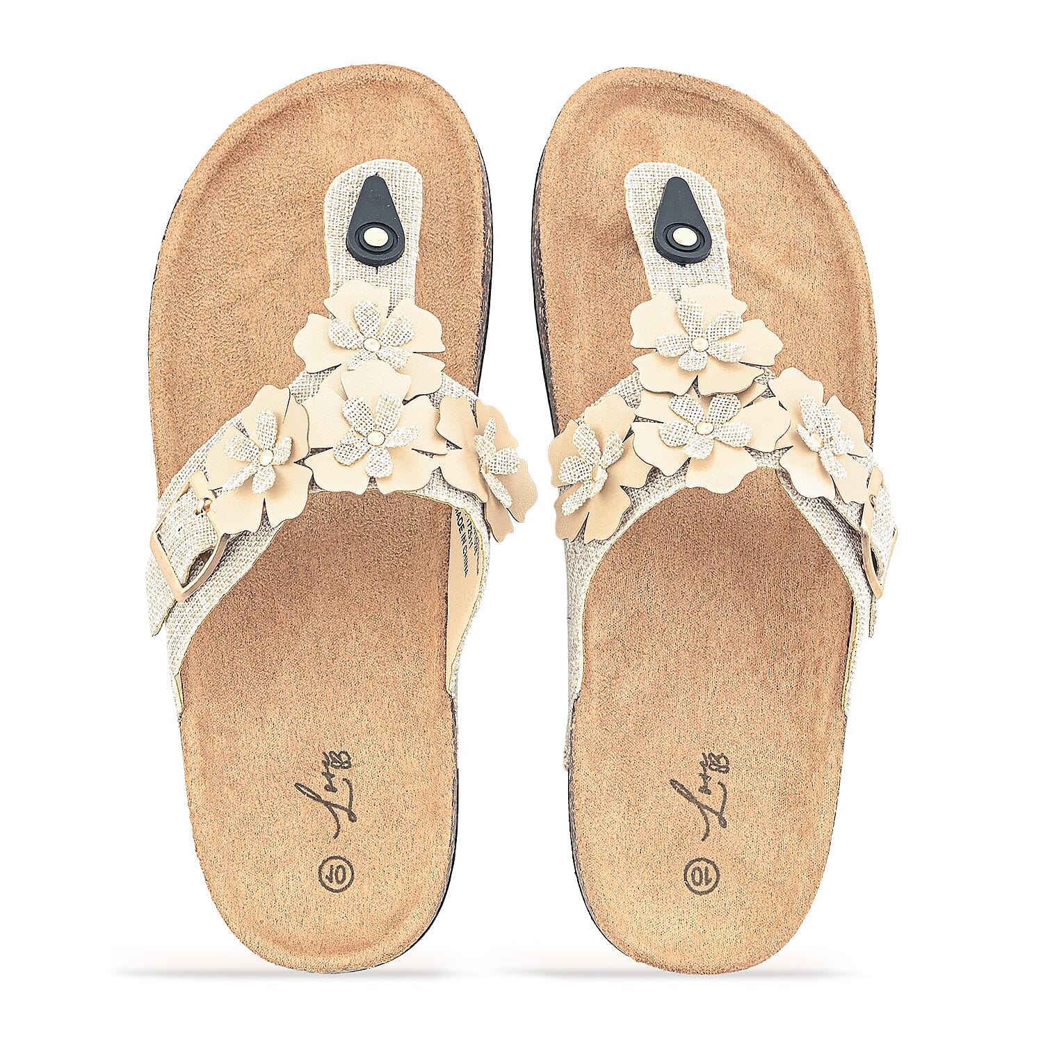 Love 83 Beige Floral Sandals -6