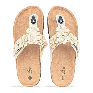 Beige Floral Sandals  -6